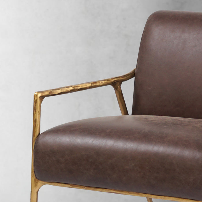 Thaddeus Brown Leather Accent Chair