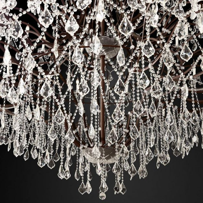 19th C. Rococo Iron & Crystal Round Chandelier 101"