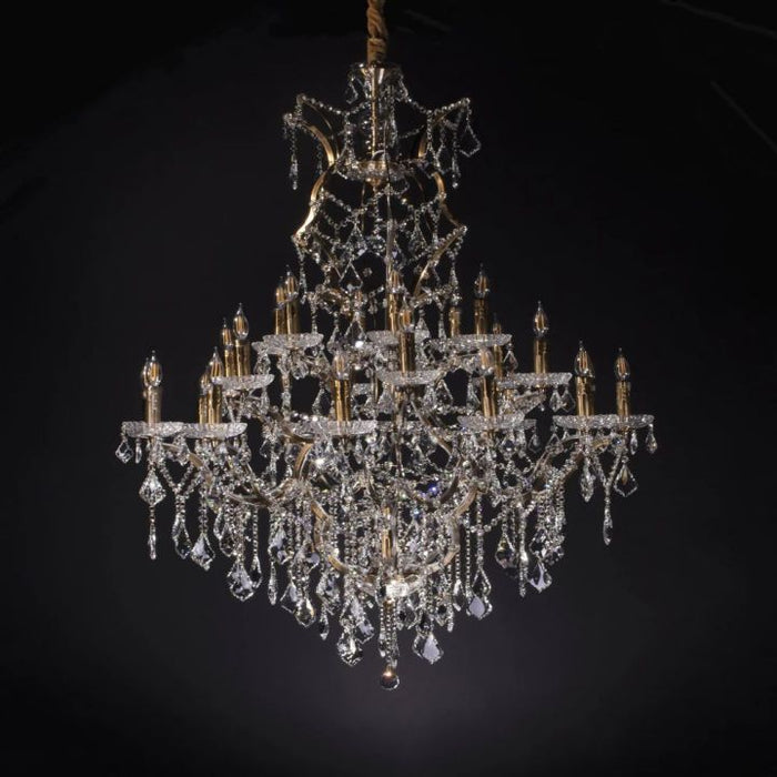 19th C. Rococo Iron & Crystal Round Chandelier 40"