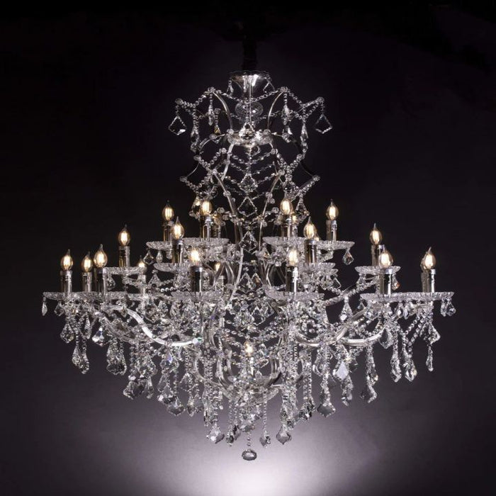 19th C. Rococo Iron & Crystal Round Chandelier 40"