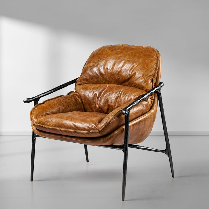 Thaddeus Brown Leather Accent Chairs