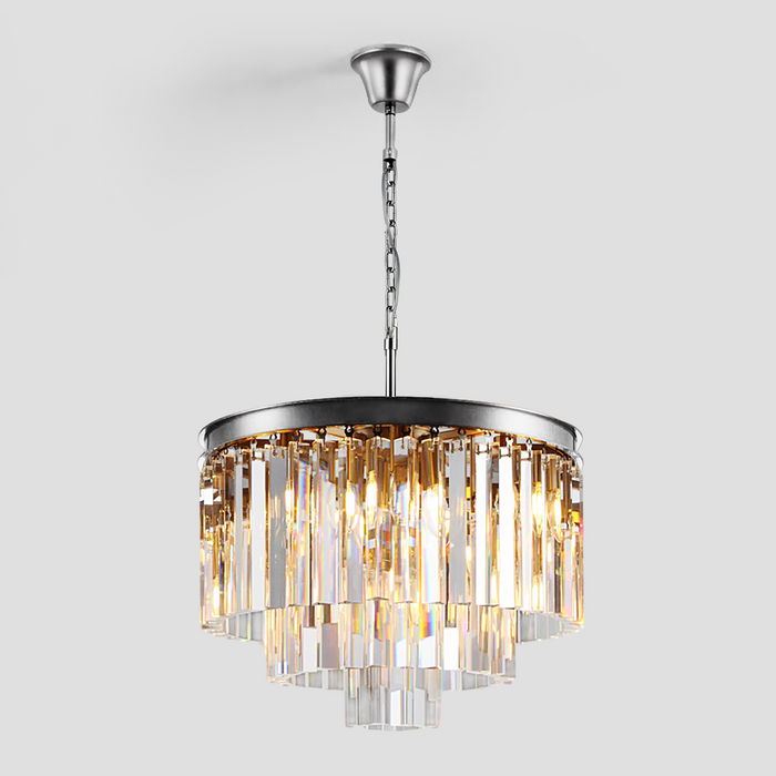 Falria Multi-Tier Clear/Smoke Crystal Round Chandelier