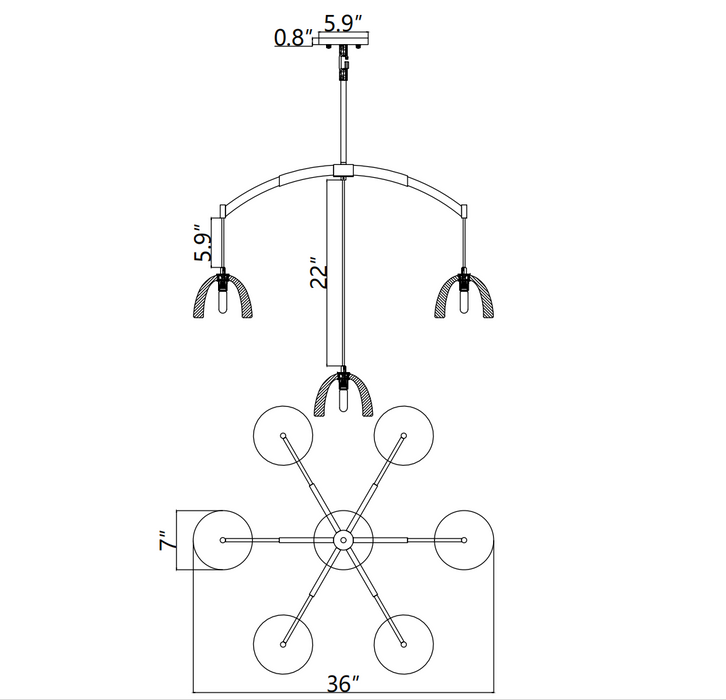 Swillo Modern Glass Round Chandelier 36'' 48" 60"