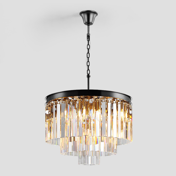 Falria Multi-Tier Clear/Smoke Crystal Round Chandelier