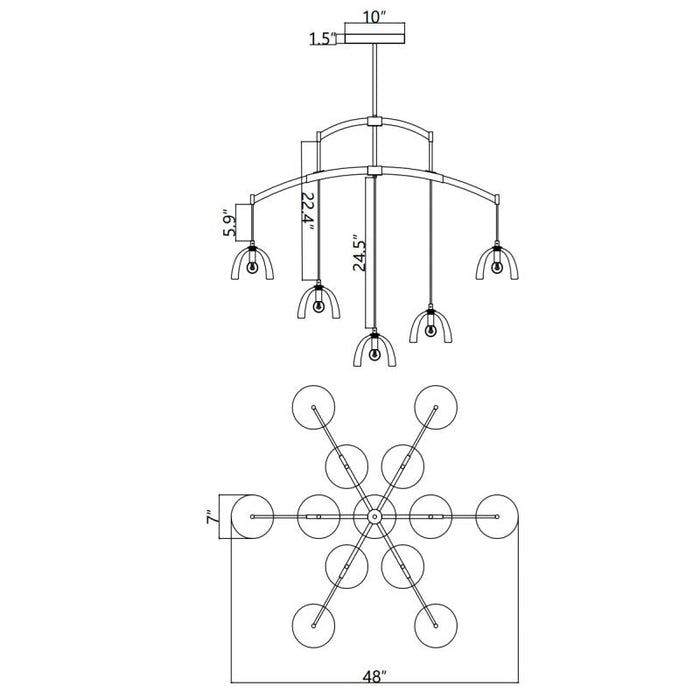 Swillo Modern Glass Round Chandelier 36'' 48" 60"