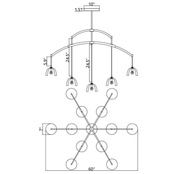 Swillo Modern Glass Round Chandelier 36'' 48" 60"