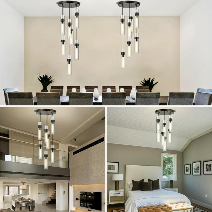 Glass Tube Brass Pendant Lights 1 Light/7 Lights