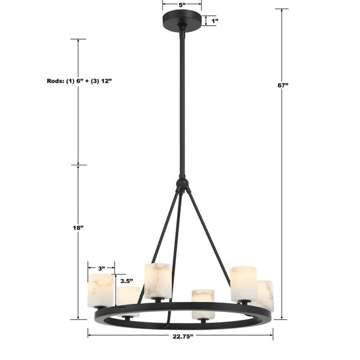 Aragon 6 Light Chandelier Alabaster