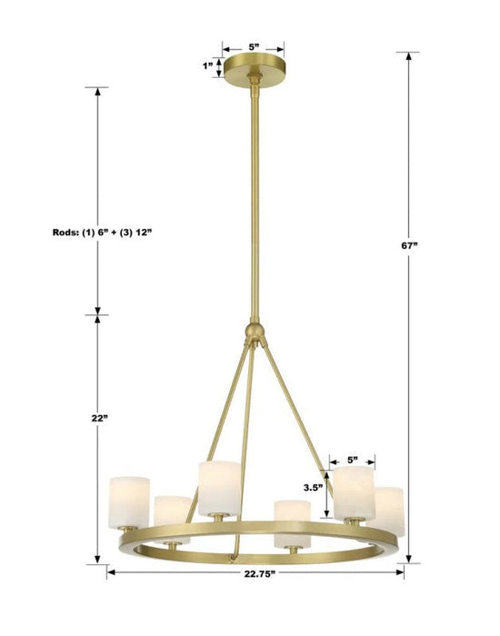 Aragon 6 Light Chandelier Alabaster