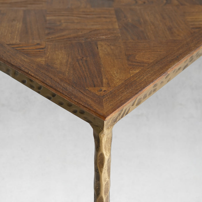 Thaddeus Metal Frame Elm Wood Console Table