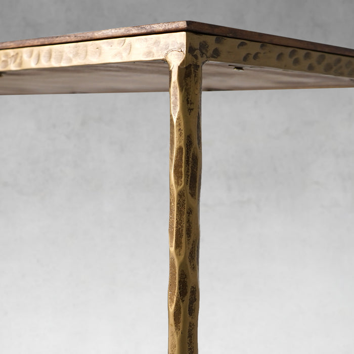 Thaddeus Metal Frame Elm Wood Console Table