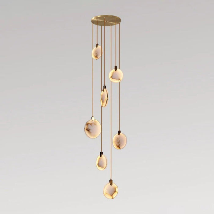 Alabaster Long Foyer Staircase Pendant Light 59'' 79'' 98'' 138''H - thebelacan