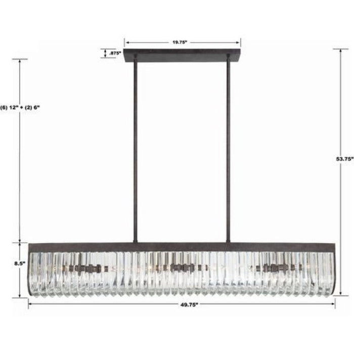 Alister 6 Light Rectangular Chandelier 50"