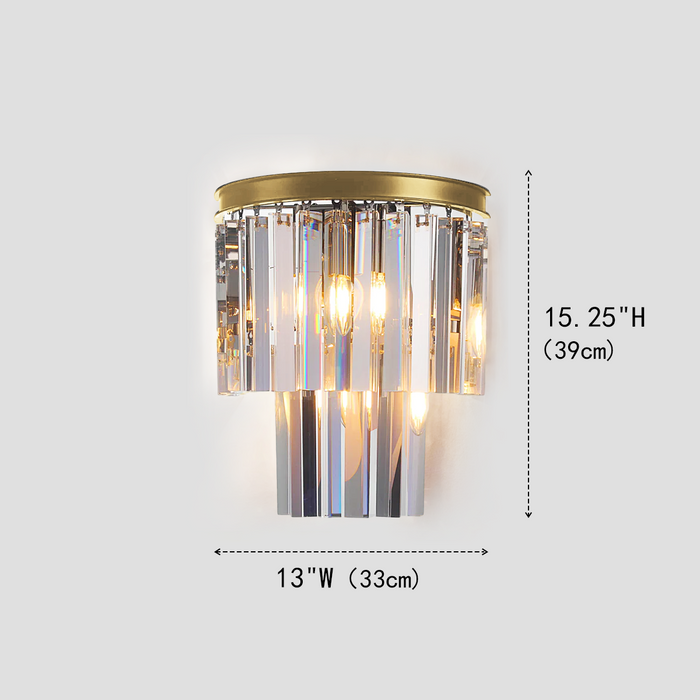 Falria 2-Tier Crystal Semi-Round Sconce