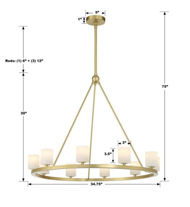 Aragon 12 Light Chandelier Alabaster