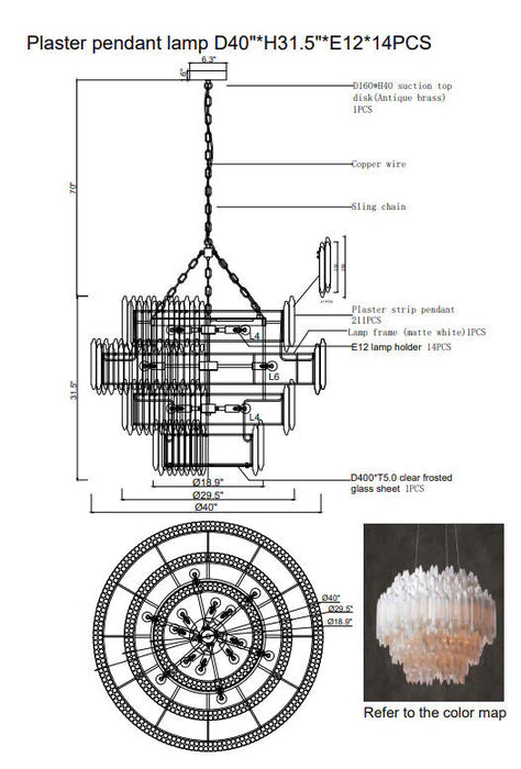 Art Selenite Layer Round Chandelier