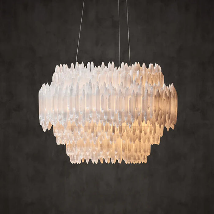 Art Selenite Layer Round Chandelier