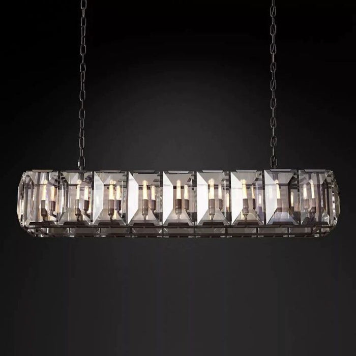 Aubrey  Crystal Rectangular Chandelier 62"