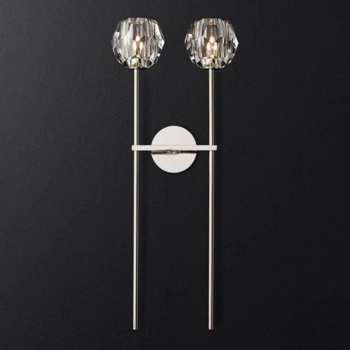 Crysball Clear Glass Double Grand Wall Sconce