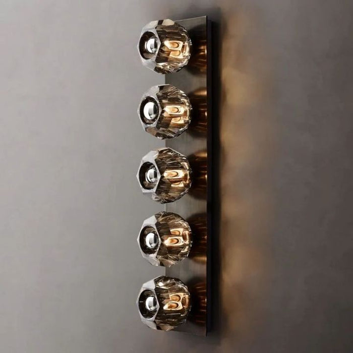 Crysball Smoke Glass Linear Grand Wall Sconce