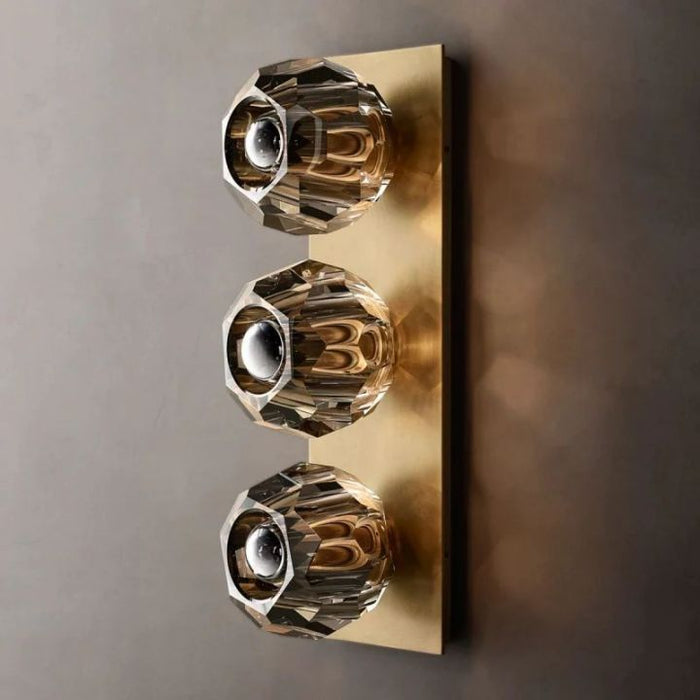 Crysball Smoke Glass Linear Short Wall Sconce