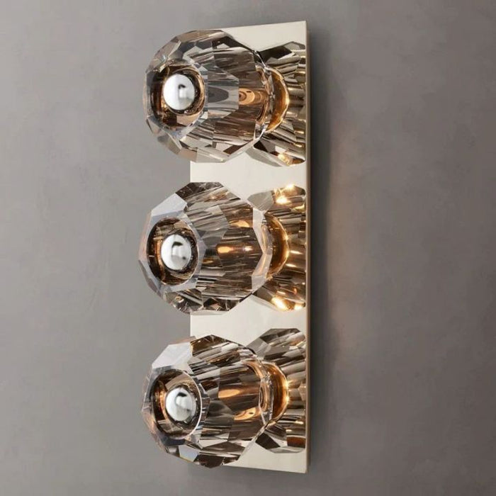 Crysball Smoke Glass Linear Short Wall Sconce