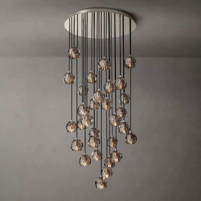 Crysball Smoke Glass Round Cluster Chandelier 30"