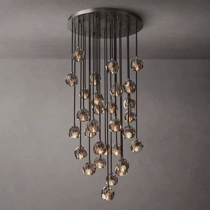 Crysball Smoke Glass Round Cluster Chandelier 30"