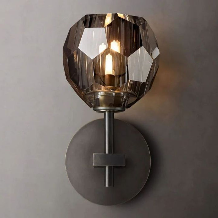 Crysball Smoke Glass Short Wall Sconce