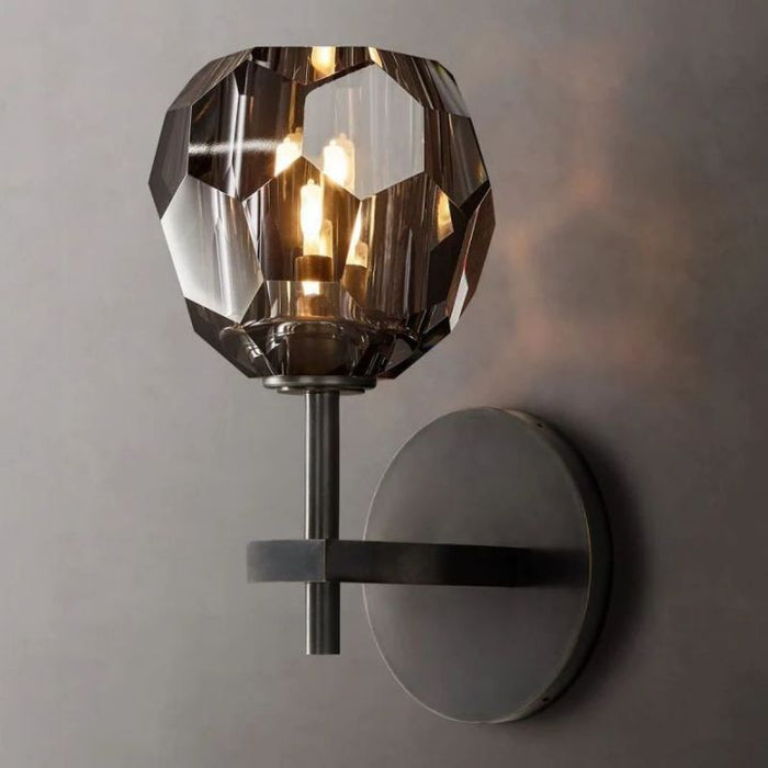 Crysball Smoke Glass Short Wall Sconce