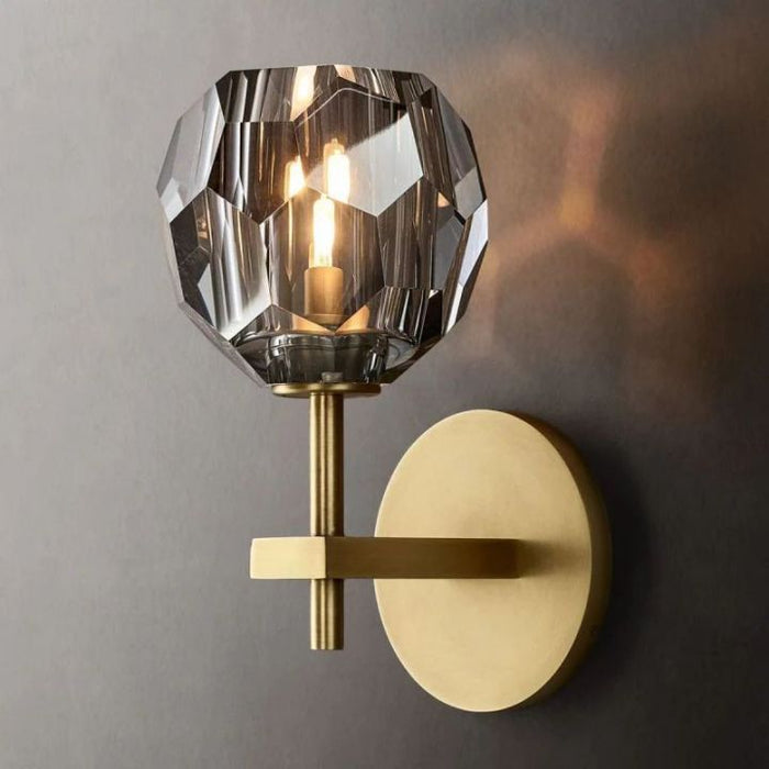 Crysball Smoke Glass Short Wall Sconce