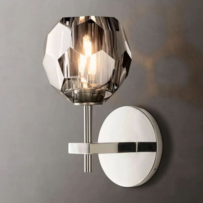 Crysball Smoke Glass Short Wall Sconce