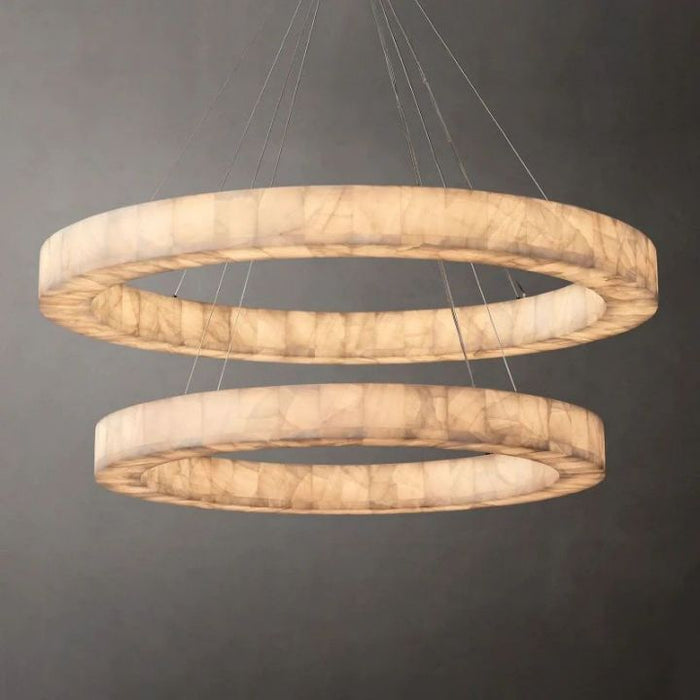 Derive 2-Tier Round Calcite Chandelier 60"