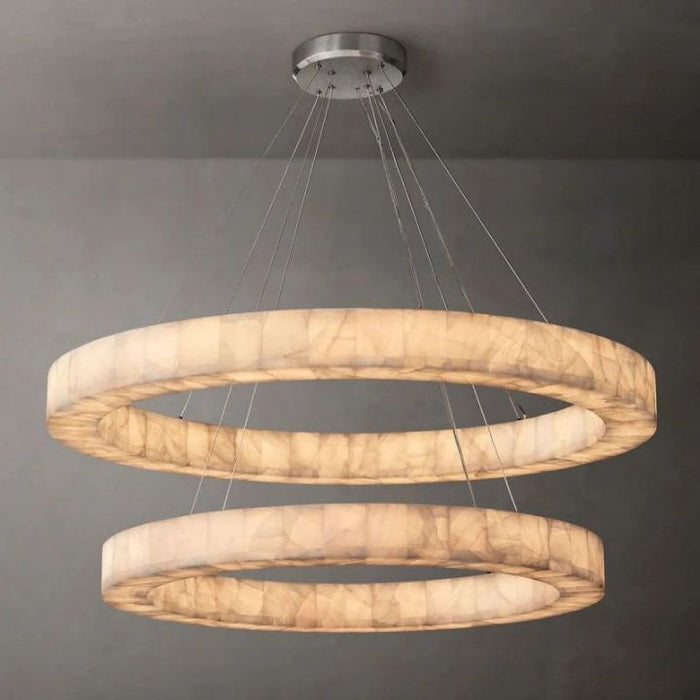 Derive 2-Tier Round Calcite Chandelier 60"