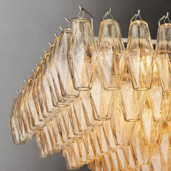 Galaxy Clear Glass Tiered Rectangular Chandelier 54"