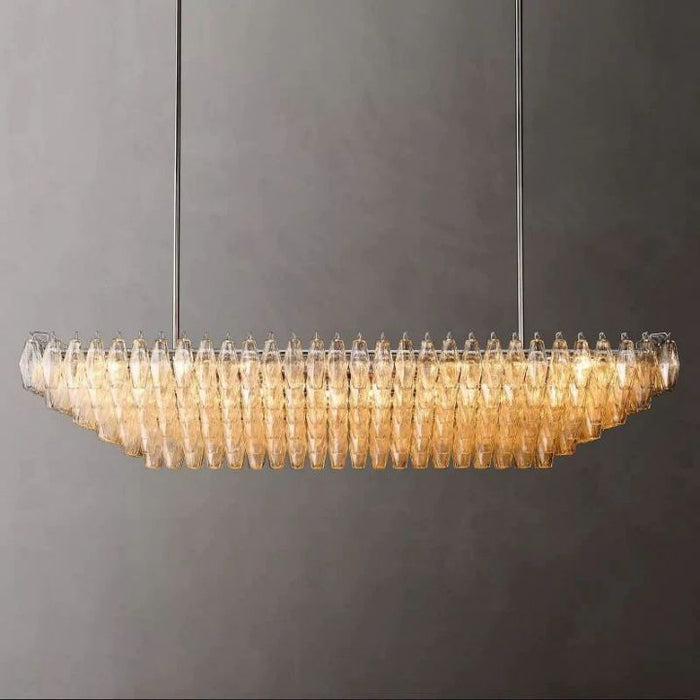 Galaxy Clear Glass Tiered Rectangular Chandelier 74"