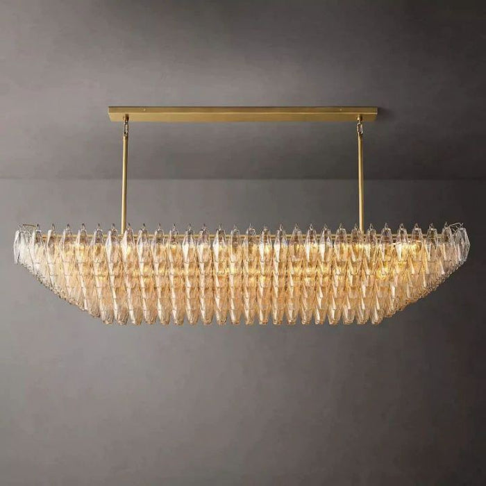 Galaxy Clear Glass Tiered Rectangular Chandelier 74"