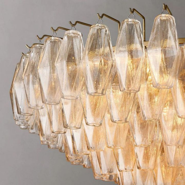 Galaxy Clear Glass Tiered Round Chandelier 37"