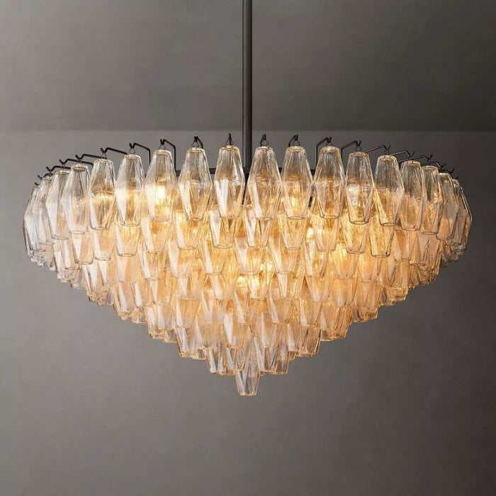 Galaxy Clear Glass Tiered Round Chandelier 37"