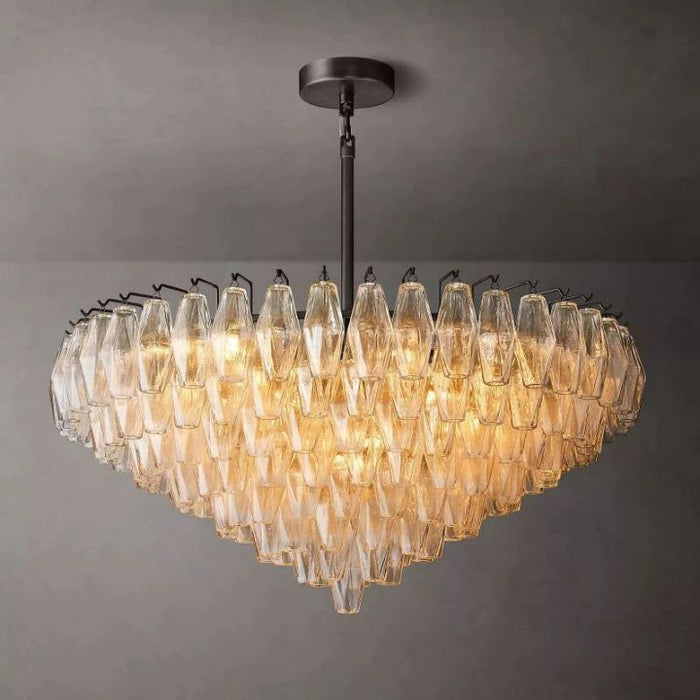 Galaxy Clear Glass Tiered Round Chandelier 37"