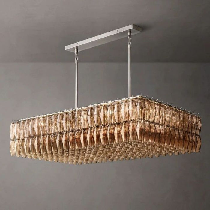 Galaxy Glass Rectangular Chandelier 54"