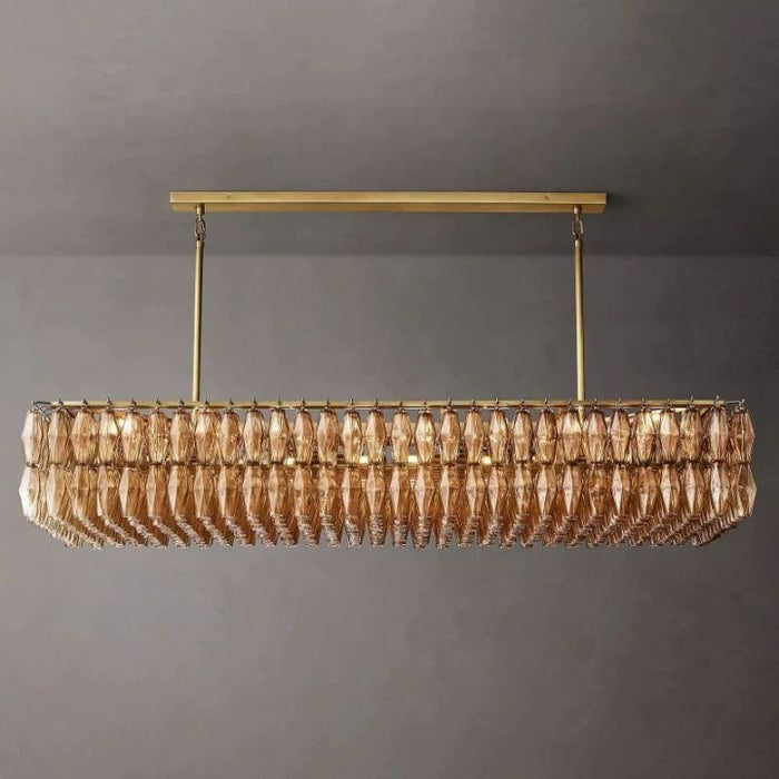 Galaxy Smoke Glass Rectangular Chandelier 74"