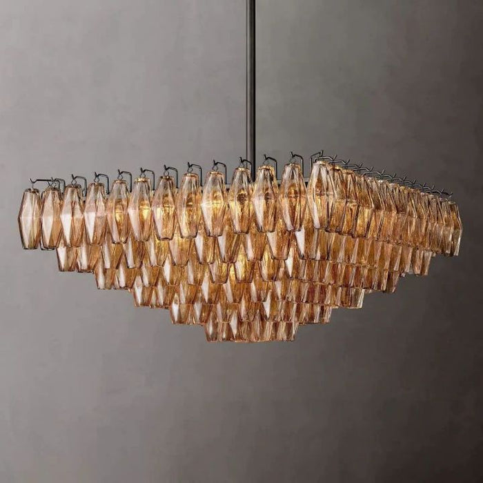 Galaxy Smoke Glass Square Chandelier 32"