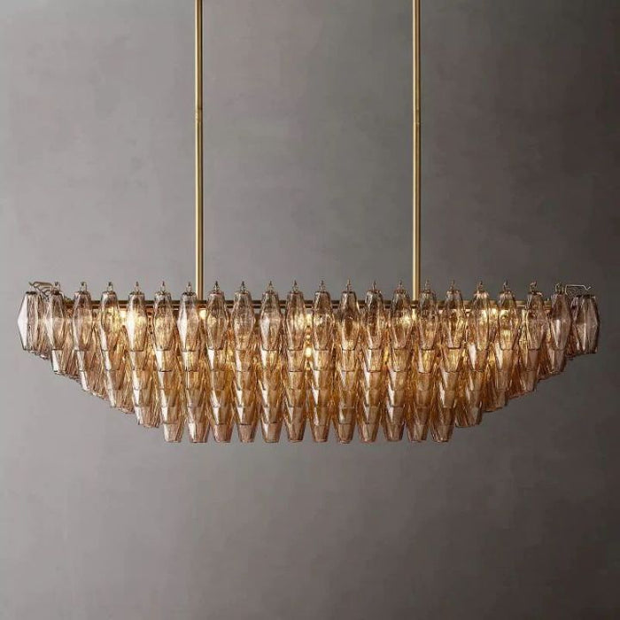 Galaxy Smoke Glass Tiered Rectangular Chandelier 54"