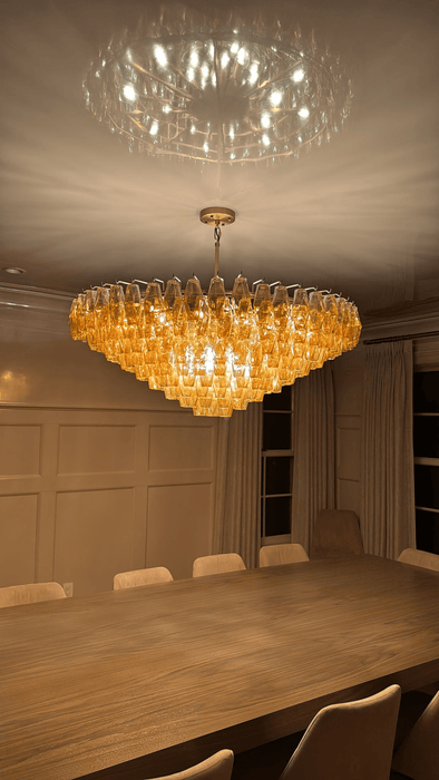 Galaxy Smoke Glass Tiered Round Chandelier 62"