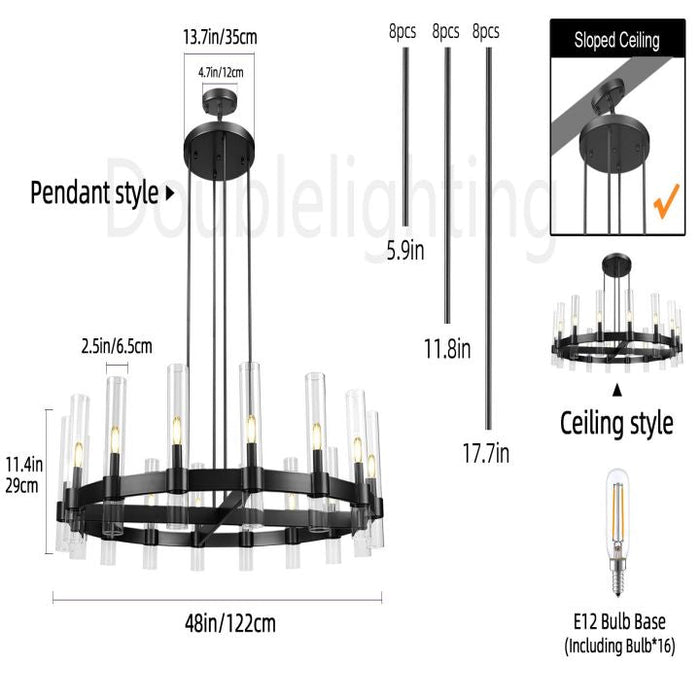 Lavelle Round Glass Chandelier 48"