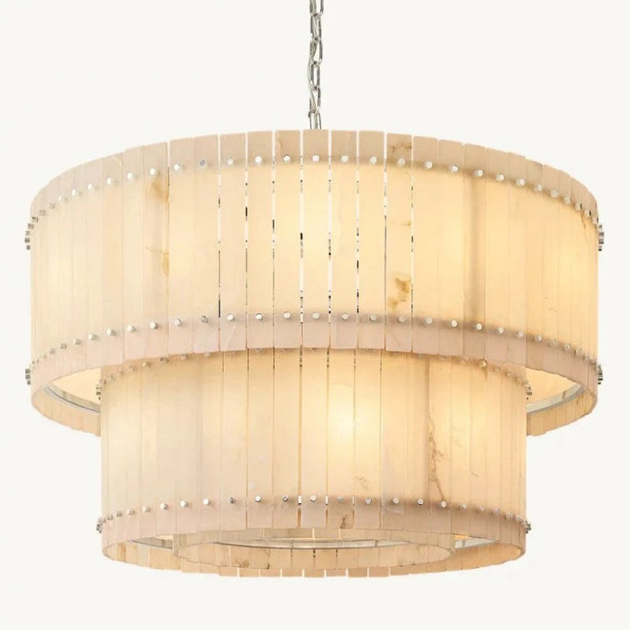 San Marc Alabaster Round 2-Tiered Chandelier