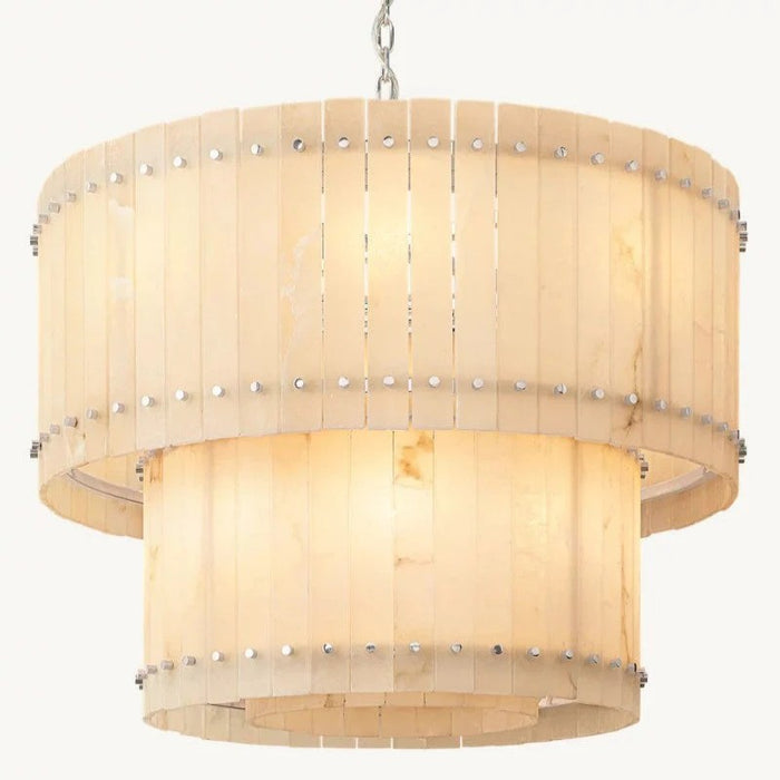 San Marc Alabaster Round 2-Tiered Chandelier