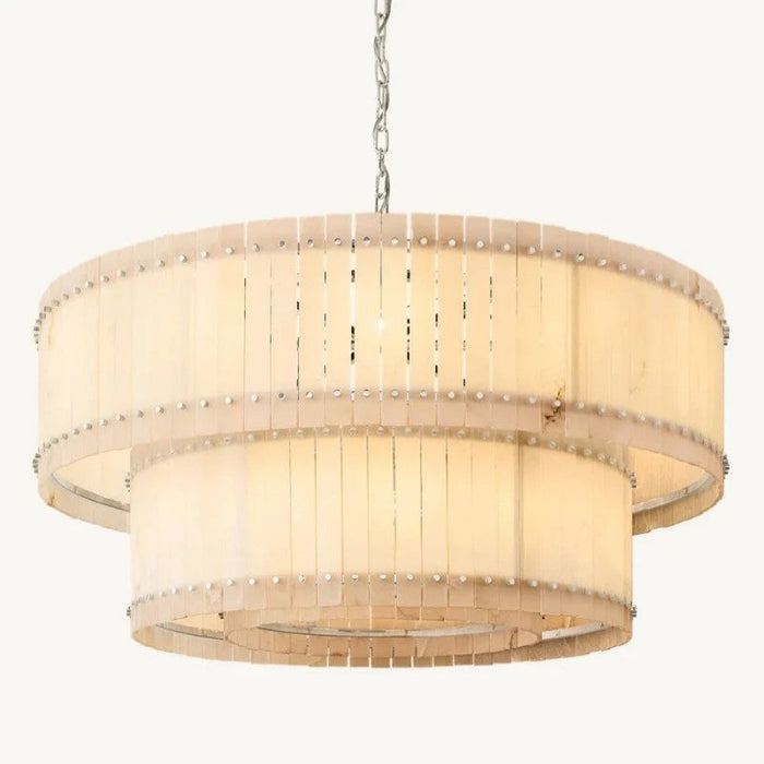 San Marc Alabaster Round 2-Tiered Chandelier