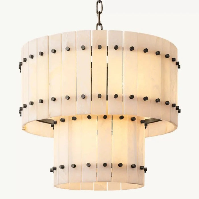 San Marc Alabaster Round 2-Tiered Chandelier